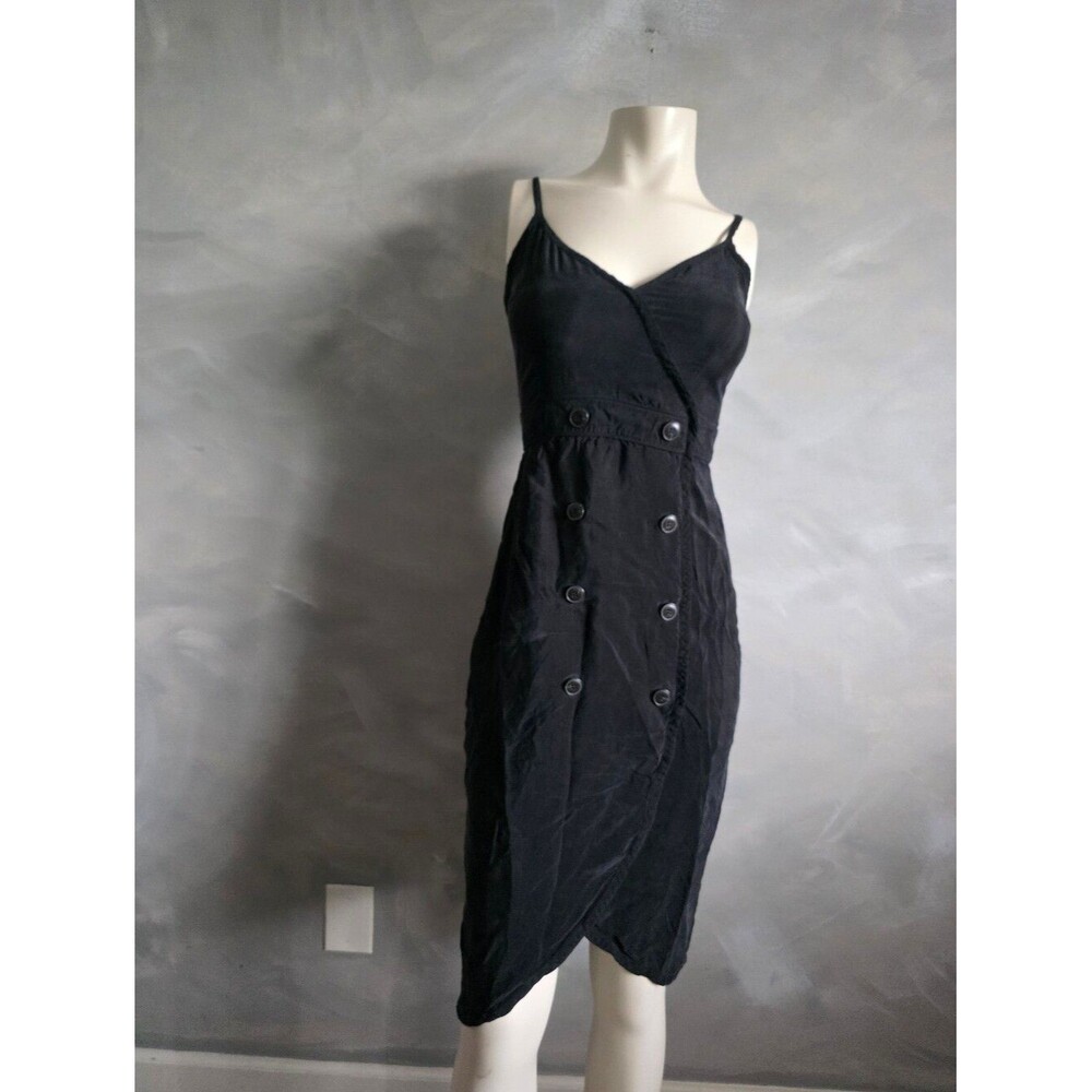 J.Crew Double-breasted Mini Dress Cupro Black LBD Sz 00